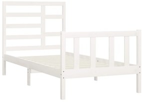 Cama sem colchão 100x200 cm madeira de pinho maciça branco