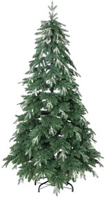 Árvore de Natal Artificial 210 cm Ramos Realistas com Efeito Neve Árvore de Natal com Suporte em Aço Base Dobrável Verde