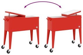 Carrinho refrigerador com rodas 92x43x89 cm vermelho