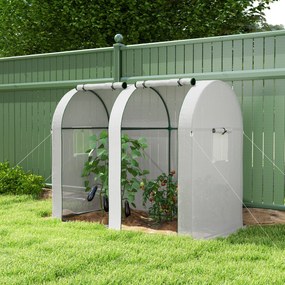 Estufa de jardim 185 x 94 x 150 cm de 1,8 m² para tomateiros, com 2 portas de correr com fecho de correr e 4 janelas enroláveis, em aço e PE 135 g/m²,