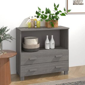 vidaXL Aparador HAMAR 85x35x80 cm pinho maciço cinza-claro
