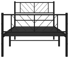 Estrutura de cama com cabeceira e pés 80x200 cm metal preto