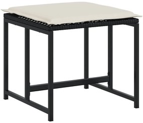 15 pcs conjunto de jantar p/jardim com almofadões vime PE preto