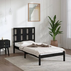 Estrutura cama pequena solteiro 75x190 cm madeira maciça preto