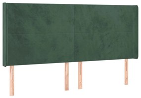 Cama box spring c/ colchão/LED 180x200 cm veludo verde-escuro