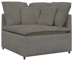 Sofá modular com almofadas tecido corduroy cinzento-claro