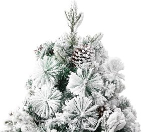 Árvore de Natal pré-iluminada c/ flocos neve e pinhas PVC/PE