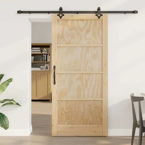 Porta Deslizante vidaXL com Conjunto de Ferragens 93x202 cm Madeira Sólida de Pinho