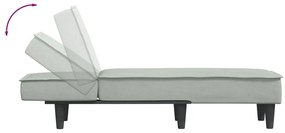 Chaise longue veludo cinzento-claro