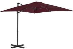 Guarda-sol jardim cantilever c/ poste alumínio 250x250 cm bordô