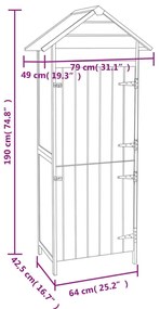 Armário de arrumação para jardim 42,5x64x190 cm castanho