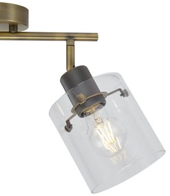 Foco de teto de design bronze com vidro transparente 2 luzes - Domo Moderno
