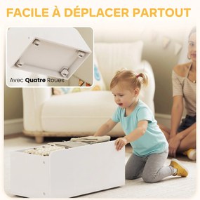 Móvel de Arrumação para Brinquedos, 100 x 30 x 80 cm, 6 Caixas e Baú com Rodas, Multicolor