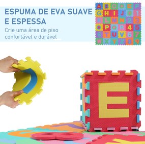 HOMCOM Tapete puzzle infantil 36 peças de 31x31cm Números de 0 a 9 e 26 letras do alfabeto Tapete de borracha de espuma para bebês e crianças 3,24㎡