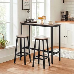 Conjunto de 2 bancos de bar 32 x 65 cm (Ø x H) greige-preto