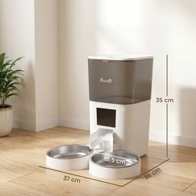 Comedouro Automático 6L WiFi 2.4G com Controlo App 2 Taças Programável 1-10 Refeições Gravador de Voz 10s Fácil de Limpar