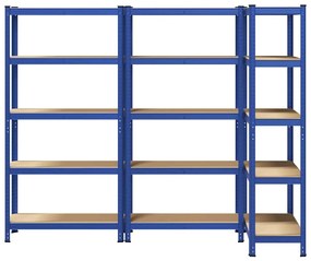 Prateleiras de armazenamento de 5 camadas 3 pcs aço azul