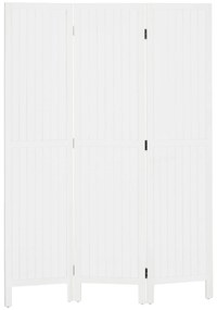 HOMCOM Biombo 3 Painéis Dobrável Separador Ambientes Estilo Rústico 120x1,8x170 cm Branco | Aosom Portugal