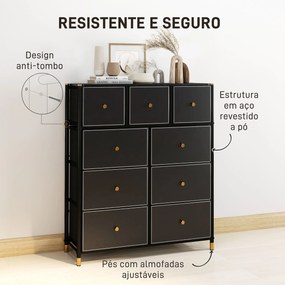 Cómoda para Dormitório Cómoda de Tecido com 9 Gavetas Dobráveis com Fr