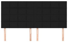 Cabeceira de cama 4 pcs tecido 90x5x78/88 cm preto