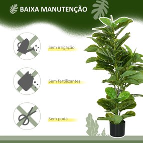 Conjunto de 2 Plantas Artificiais Ficus 110 cm com 90 Folhas Musgo e Vaso Planta Artificial Decorativa para Interior e Exterior Verde