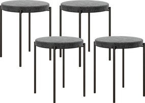 HOMCOM Banquetas de cozinha 4 unidades, empilháveis, efeito veludo, até 100 kg, estrutura em aço, 41,5 x 41,5 x 46 cm, Cinza Escuro | Aosom Portugal