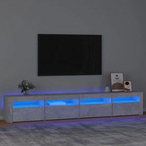 Móvel de TV com luzes LED 240x35x40 cm cinzento cimento