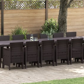 Conjunto de Jantar para Jardim vidaXL com Almofadas Castanho Rattan Poliéster