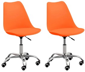 vidaXL Cadeiras de escritório 2 pcs couro artificial laranja