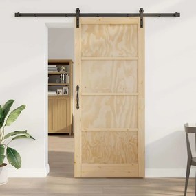 Porta Deslizante com Conjunto de Acessórios 93x211 cm Madeira Sólida d