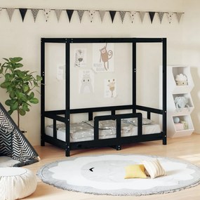 vidaXL Estrutura de cama infantil 70x140 cm pinho maciço preto
