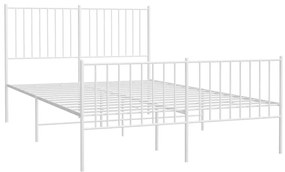 Estrutura de cama com cabeceira e pés 140x190 cm metal branco