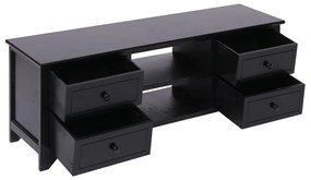 Móvel de TV 108x30x40 cm madeira paulownia maciça preto