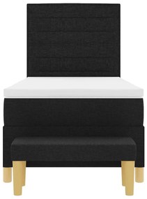 Cama Box Spring com Colchão e Banco Preto 100x200 cm Tecido