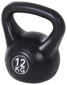 HOMCOM Peso Russo de 12 kg Kettlebell Preenchido de Areia com Punho Largo e Antiderrapante para Trenos em Casa e Ginásio 27x21x31 cm Preto