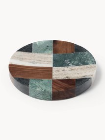 Small Decorative Marble and Walnut Wood Tray Mauricio, Ø 16 cm
