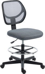 Cadeira de escritório ergonómica, com apoio para os pés, cadeira de desenho em malha, altura ajustável, cinzento escuro