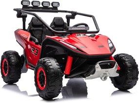 Buggy elétrico para Crianças 24V, 4x200W, 2 lugares TURBO 23, Rodas Espuma EVA, Assento Couro ecológico Vermelho