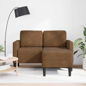 Sofá 2 lugares com Chaise em L 125 cm couro artificial castanho