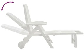 Espreguiçadeira dobrável com rodas PP branco