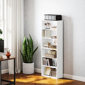 Estante de arrumação 60 x 24 x 158,5 cm com 6 níveis e prateleiras ajustáveis para sala de estar, quarto, escritório,  branca