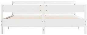 Cama sem colchão 200x200 cm madeira de pinho maciça branco