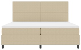 Cama Box Spring com Colchão Bege 200x200 cm Tecido de Corduroy
