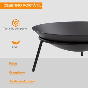 Outsunny Braseiro de Exterior Braseiro de Metal com Atiçador para Vara