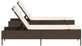Espreguiçadeiras com almofadões 2 pcs vime PE castanho