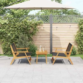 vidaXL Cadeiras de Jardim com Mesa - Conjunto de 3 Peças em Madeira de Acácia Preta