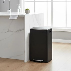 Caixote do lixo 50 L com tampa e pegas 41,6 x 37,2 x 64,7 cm, preto