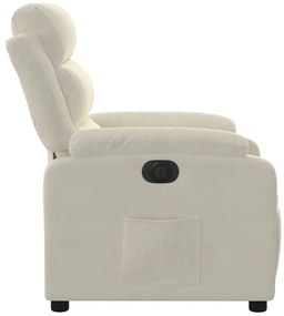 Poltrona de massagens reclinável veludo cor creme