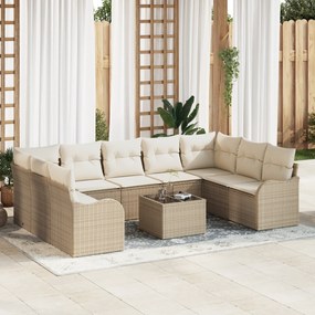 Conjunto de Sofá de Jardim vidaXL 10 Peças com Almofadas Rattan Polietileno Marrom