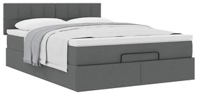 Cama otomana com colchão 140x200 cm tecido cinzento escuro